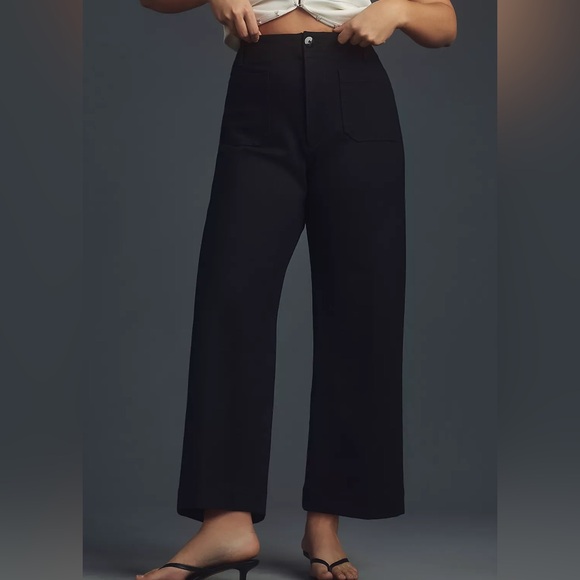 Maeve Pants - Maeve The Colette Ponte Crop Wide Leg Pants In Black Size 28